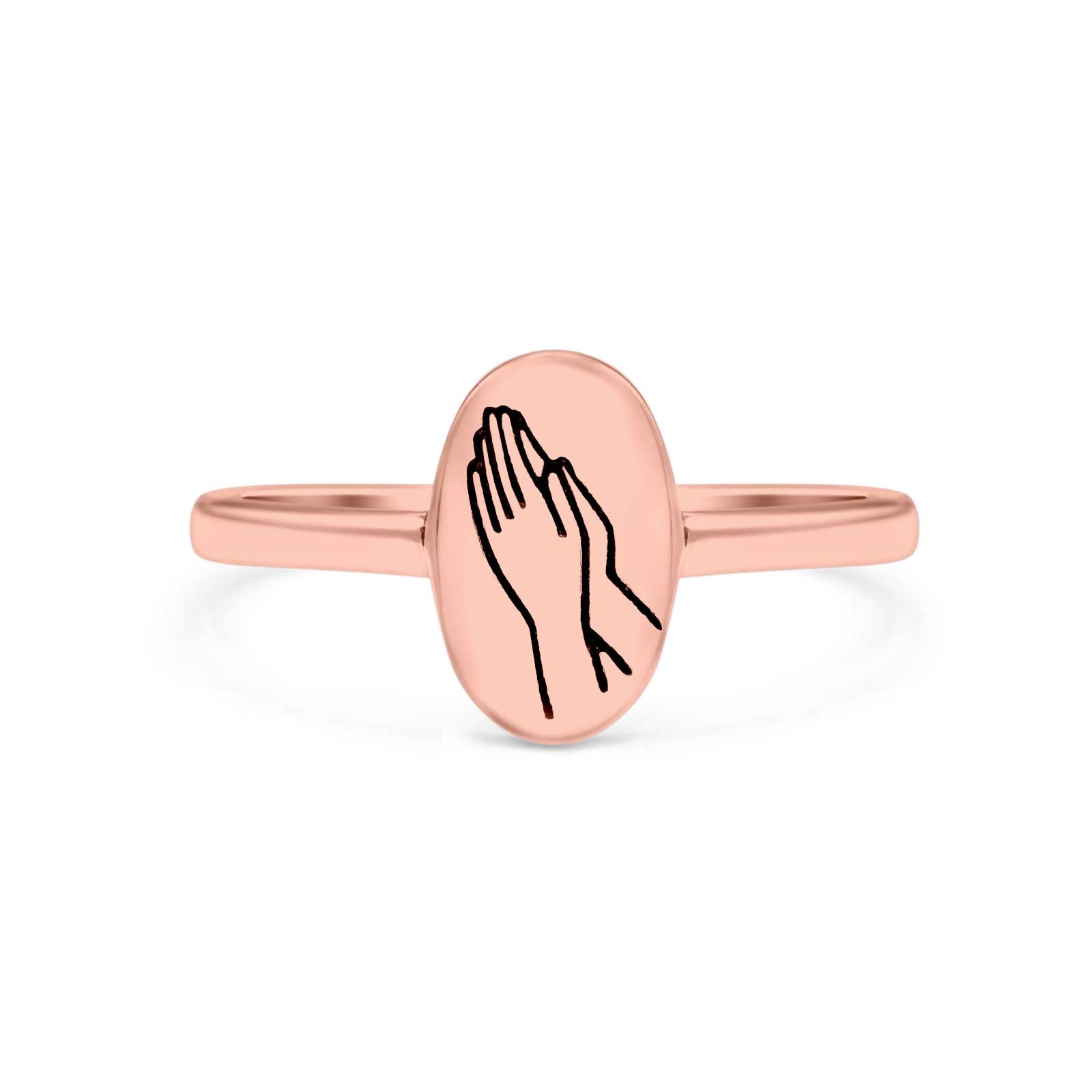 Praying Hands Ring Oxidized Band Solid 925 Sterling Silver Thumb Ring (9.5mm)