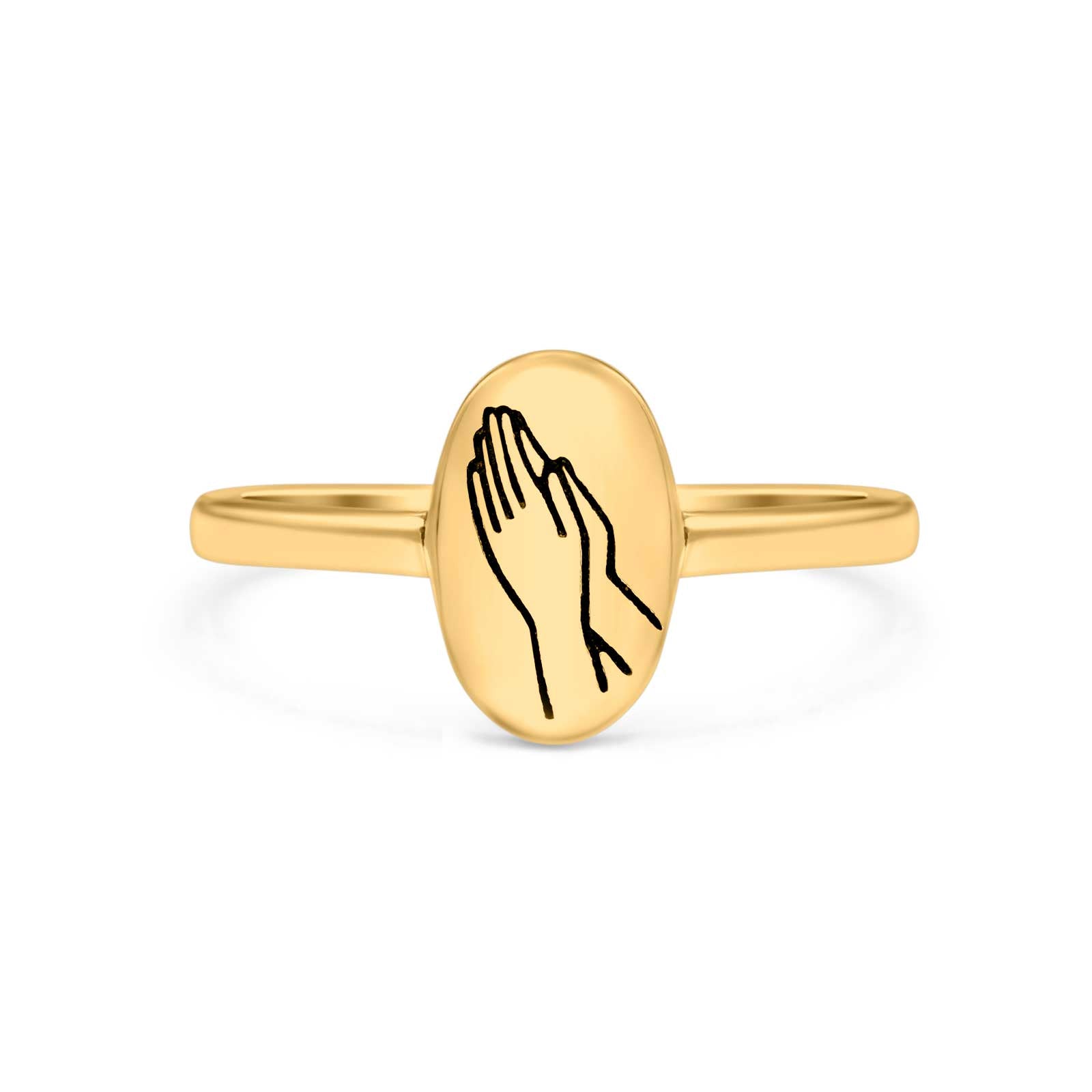 Praying Hands Ring Oxidized Band Solid 925 Sterling Silver Thumb Ring (9.5mm)