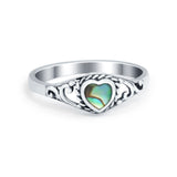 Filigree Heart Ring Oxidzied Simulated Cubic Zirconia 925 Sterling Silver