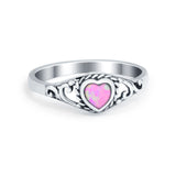 Filigree Heart Ring Oxidzied Simulated Cubic Zirconia 925 Sterling Silver