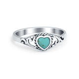 Filigree Heart Ring Oxidzied Simulated Cubic Zirconia 925 Sterling Silver