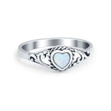 Filigree Heart Ring Oxidzied Simulated Cubic Zirconia 925 Sterling Silver