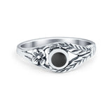 Vintage Antique Style Flower Ring Simulated Cubic Zirconia Round 925 Sterling Silver