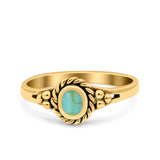 Vintage Style Lab Opal Petite Dainty Ring Solid Oxidized 925 Sterling Silver