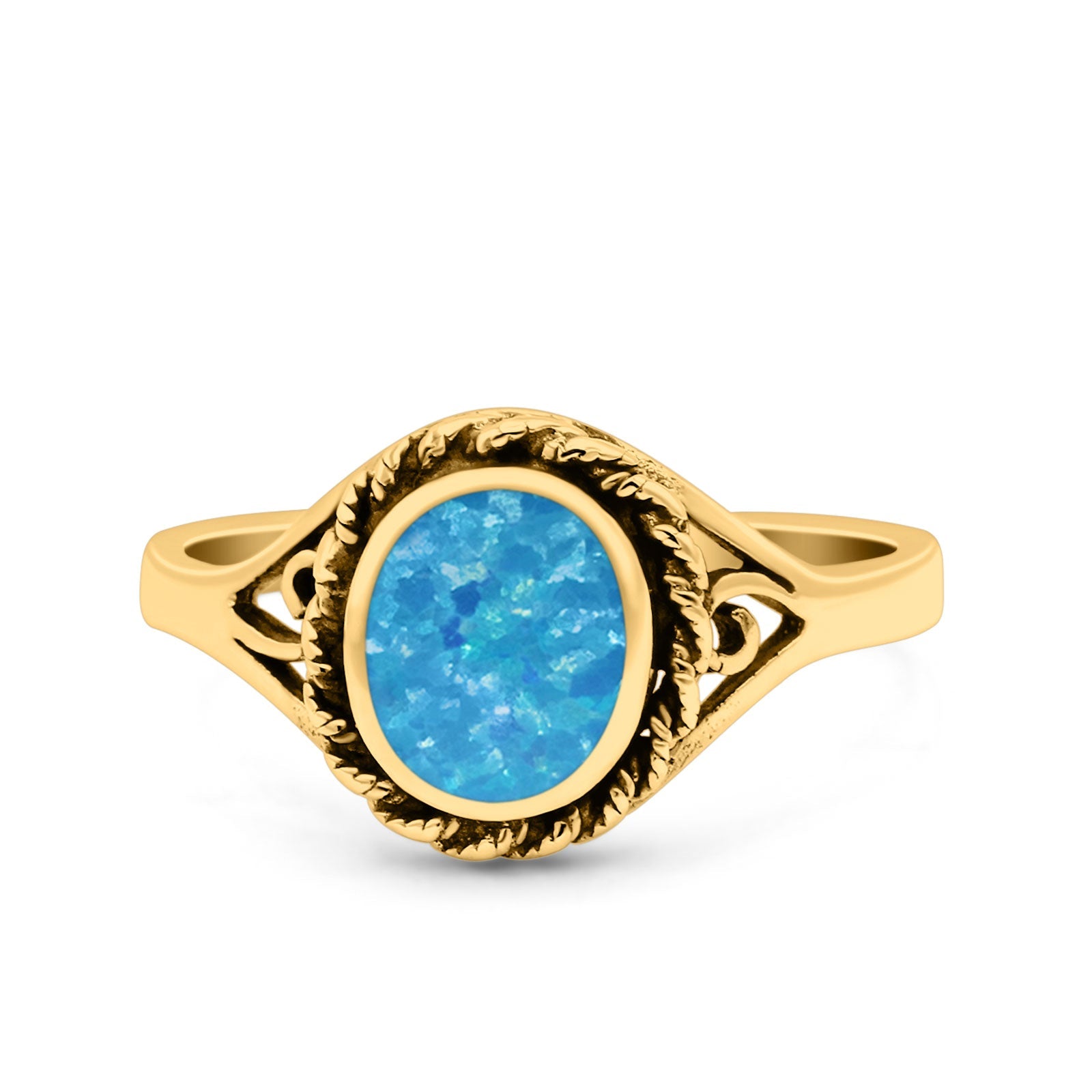 Filigree Petite Dainty Lab Opal Ring Solid Round Oxidized 925 Sterling Silver
