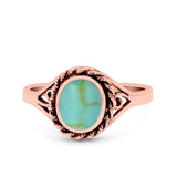 Filigree Petite Dainty Lab Opal Ring Solid Round Oxidized 925 Sterling Silver