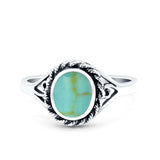 Filigree Petite Dainty Lab Opal Ring Solid Round Oxidized 925 Sterling Silver