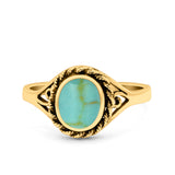 Filigree Petite Dainty Lab Opal Ring Solid Round Oxidized 925 Sterling Silver
