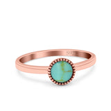 Petite Dainty Lab Opal Ring Solid Round Oxidized 925 Sterling Silver