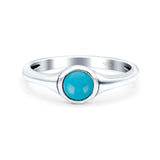 Petite Dainty Round Lab Opal Promise Ring Solid Oxidized 925 Sterling Silver (6mm)