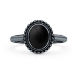 Petite Dainty Lab Opal Ring Solid Round Oxidized 925 Sterling Silver