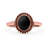 Petite Dainty Lab Opal Ring Solid Round Oxidized 925 Sterling Silver