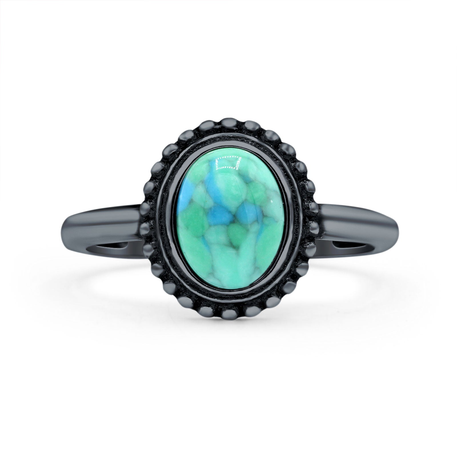 Petite Dainty Lab Opal Ring Solid Round Oxidized 925 Sterling Silver