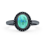 Petite Dainty Lab Opal Ring Solid Round Oxidized 925 Sterling Silver