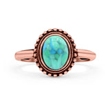 Petite Dainty Lab Opal Ring Solid Round Oxidized 925 Sterling Silver