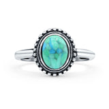 Petite Dainty Lab Opal Ring Solid Round Oxidized 925 Sterling Silver