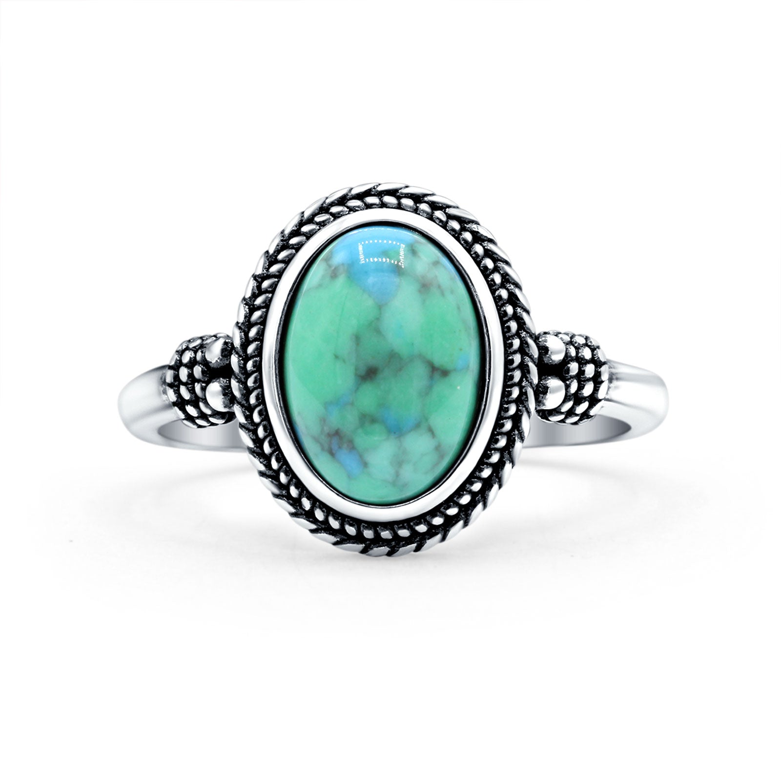Petite Dainty Vintage Style Lab Opal Ring Solid Oval Oxidized 925 Sterling Silver