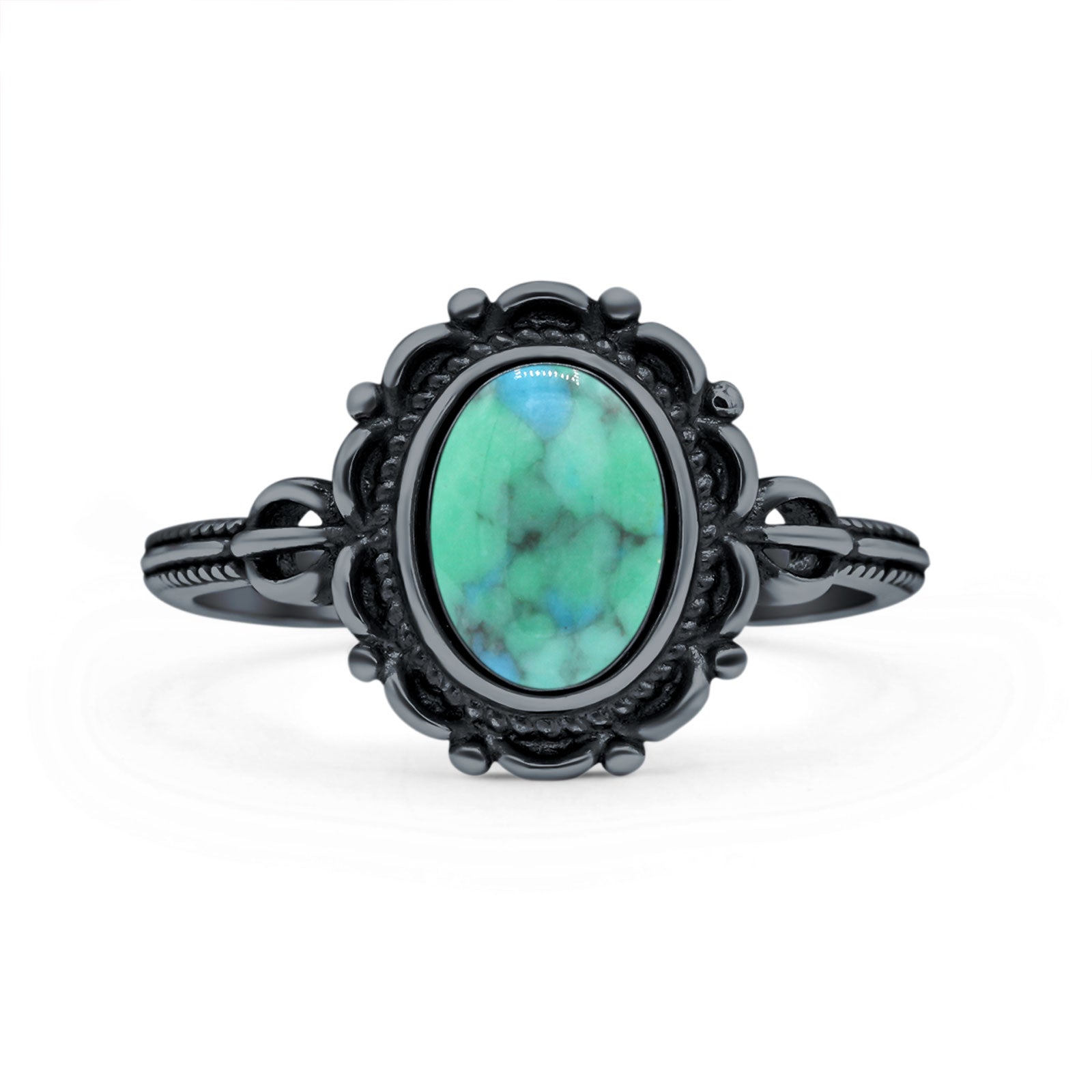 Vintage Style Petite Dainty Lab Opal Ring Solid Oval Oxidized 925 Sterling Silver