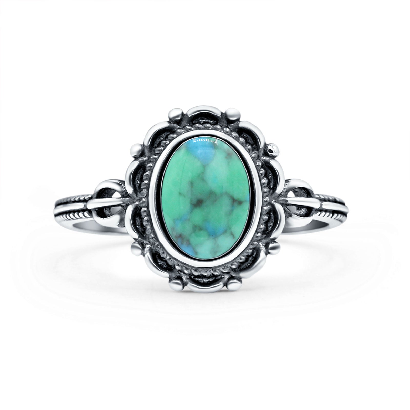 Vintage Style Petite Dainty Lab Opal Ring Solid Oval Oxidized 925 Sterling Silver