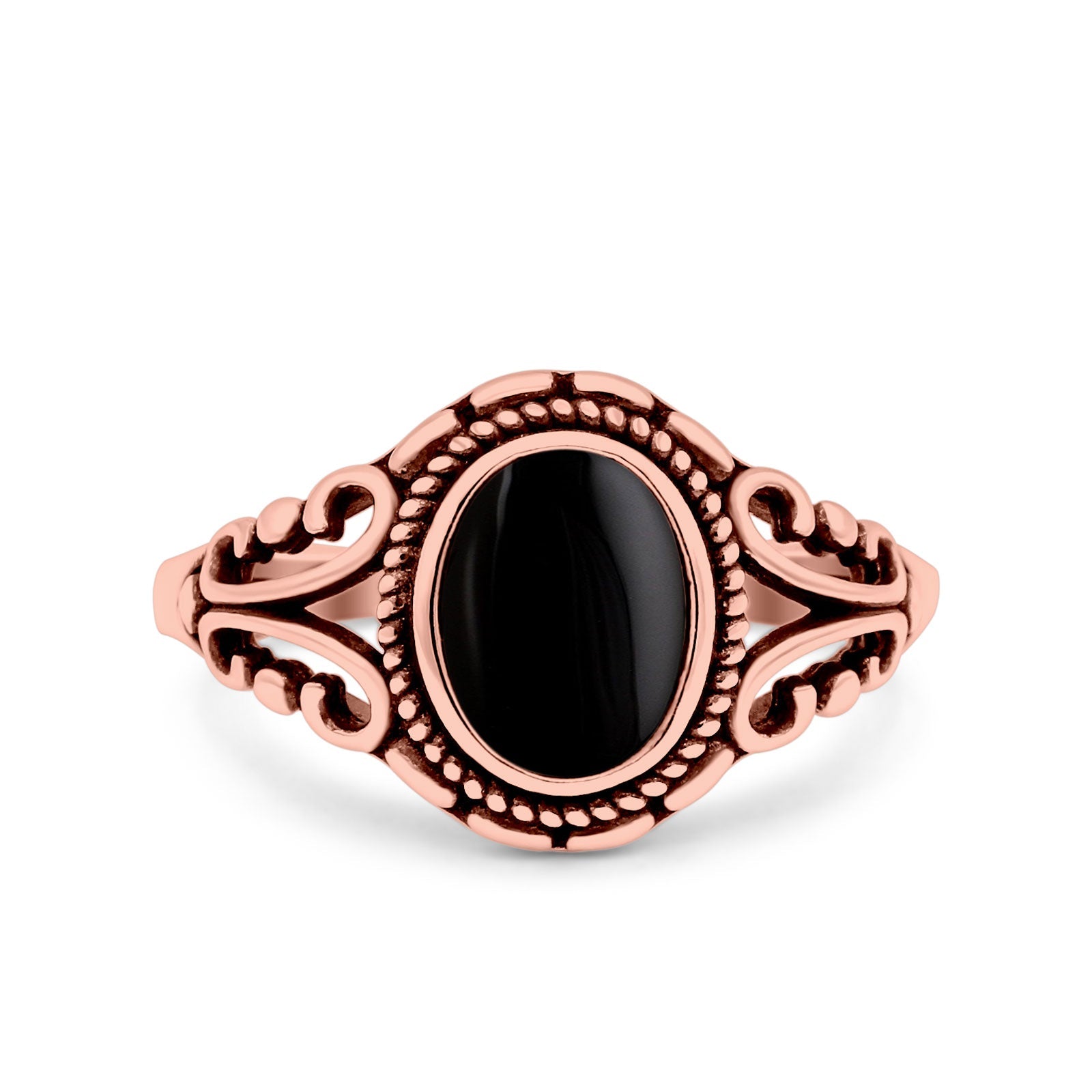 Filigree Vintage Style Oval Lab Opal Ring Solid Oxidized 925 Sterling Silver