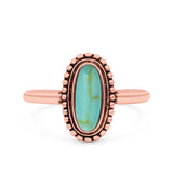 Vintage Style Oval Lab Opal Ring Solid Oxidized 925 Sterling Silver (13mm)