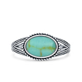 Vintage Style Petite Dainty Lab Opal Ring Solid Oval Oxidized 925 Sterling Silver