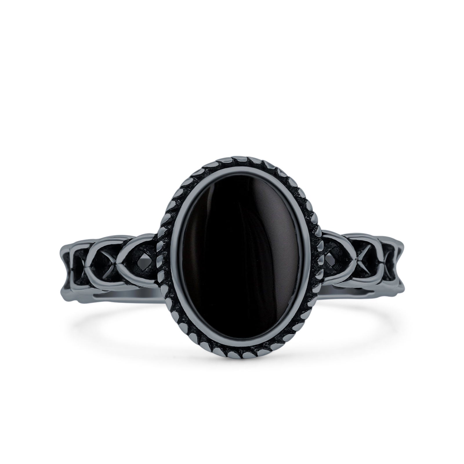 Petite Dainty Cross Vintage Style Lab Opal Ring Solid Oval Oxidized 925 Sterling Silver