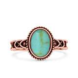 Petite Dainty Cross Vintage Style Lab Opal Ring Solid Oval Oxidized 925 Sterling Silver