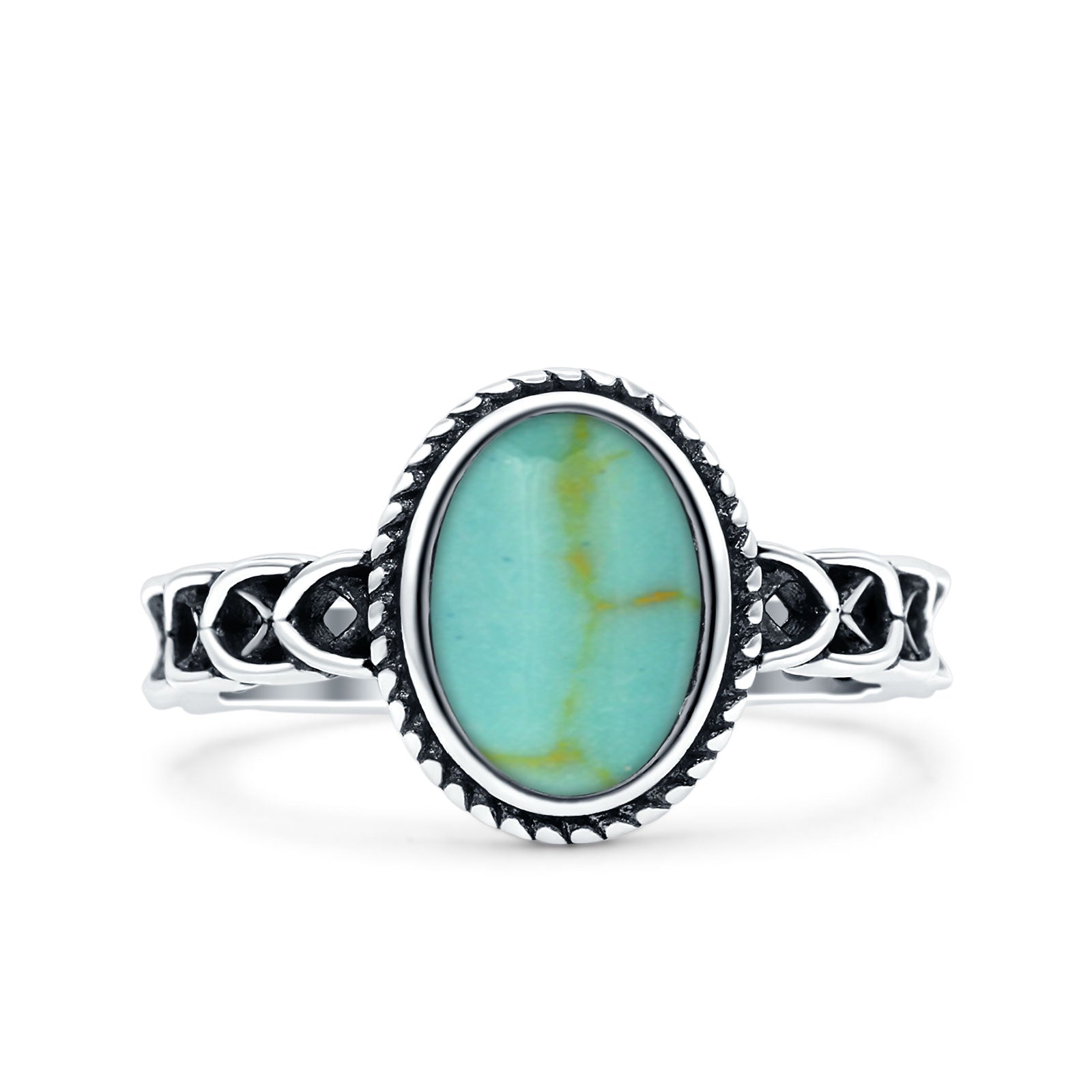 Petite Dainty Cross Vintage Style Lab Opal Ring Solid Oval Oxidized 925 Sterling Silver