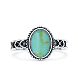 Petite Dainty Cross Vintage Style Lab Opal Ring Solid Oval Oxidized 925 Sterling Silver