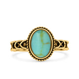 Petite Dainty Cross Vintage Style Lab Opal Ring Solid Oval Oxidized 925 Sterling Silver