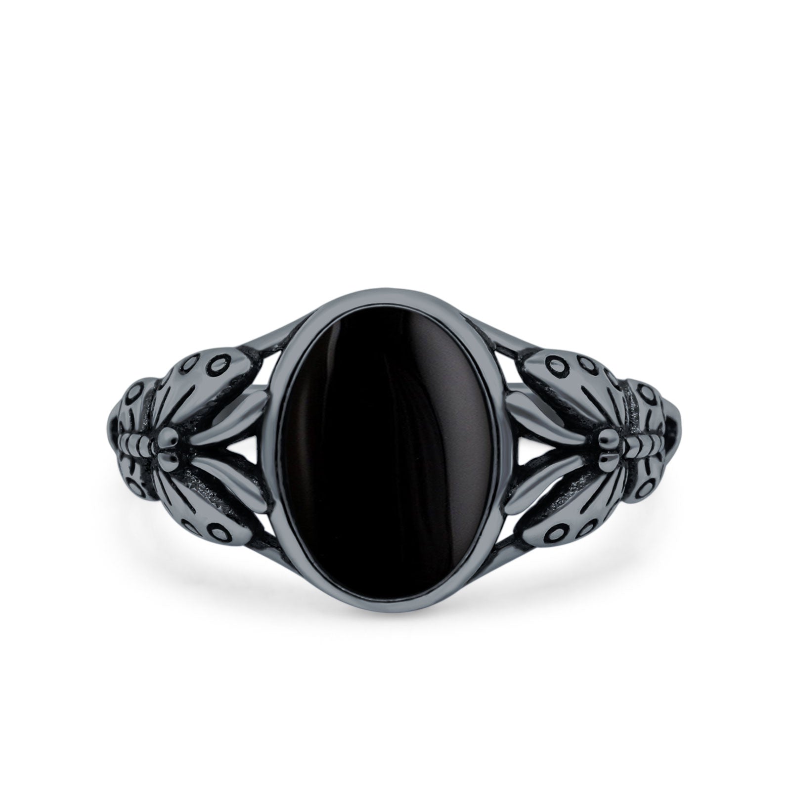 Petite Dainty Butterfly Lab Opal Ring Solid Oval Oxidized 925 Sterling Silver