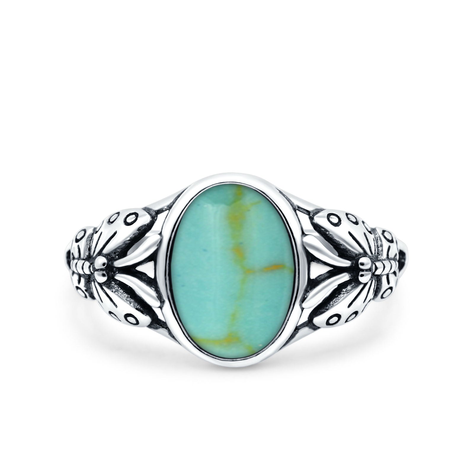 Petite Dainty Butterfly Lab Opal Ring Solid Oval Oxidized 925 Sterling Silver