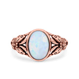Petite Dainty Butterfly Lab Opal Ring Solid Oval Oxidized 925 Sterling Silver