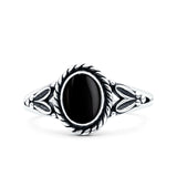 Filigree Petite Dainty Lab Opal Ring Solid Oval Oxidized 925 Sterling Silver