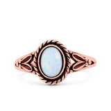 Filigree Petite Dainty Lab Opal Ring Solid Oval Oxidized 925 Sterling Silver