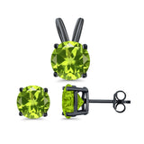 Jewelry Matching Set Pendant Earring Round Simulated Cubic Zirconia 925 Sterling Silver