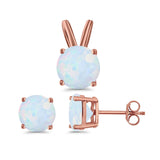 Jewelry Matching Set Pendant Earring Round Simulated Cubic Zirconia 925 Sterling Silver