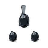Jewelry Matching Set Pendant Earring Oval Simulated Cubic Zirconia 925 Sterling Silver