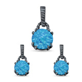 Jewelry Matching Set Pendant Earring Round Simulated Cubic Zirconia 925 Sterling Silver