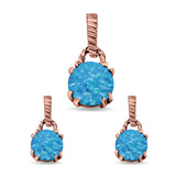 Jewelry Matching Set Pendant Earring Round Simulated Cubic Zirconia 925 Sterling Silver