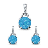 Jewelry Matching Set Pendant Earring Round Simulated Cubic Zirconia 925 Sterling Silver