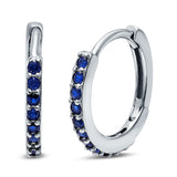 Half Eternity Huggie Hoop Earrings Round Simulated Cubic Zirconia 925 Sterling Silver (16mm)