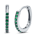 Half Eternity Huggie Hoop Earrings Round Simulated Cubic Zirconia 925 Sterling Silver (16mm)