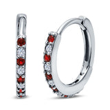 Half Eternity Huggie Hoop Earrings Round Simulated Cubic Zirconia 925 Sterling Silver (16mm)