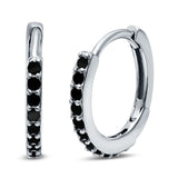 Half Eternity Huggie Hoop Earrings Round Simulated Cubic Zirconia 925 Sterling Silver (16mm)