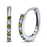Half Eternity Huggie Hoop Earrings Round Simulated Cubic Zirconia 925 Sterling Silver (16mm)