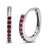 Half Eternity Huggie Hoop Earrings Round Simulated Cubic Zirconia 925 Sterling Silver (16mm)