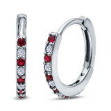 Half Eternity Huggie Hoop Earrings Round Simulated Cubic Zirconia 925 Sterling Silver (16mm)