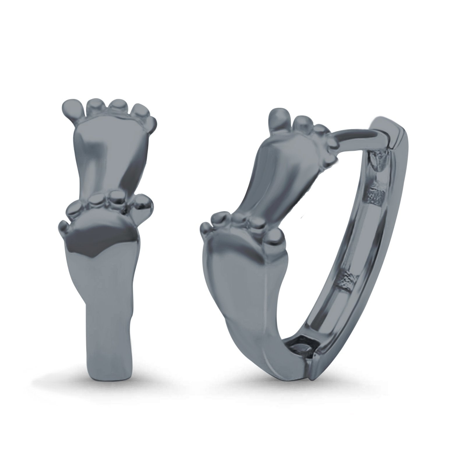 Baby Feet Design Hoop Huggie Earrings 925 Sterling Silver